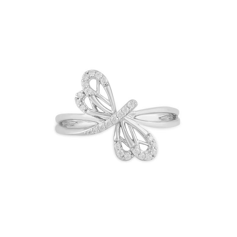 Diamond Dragonfly Ring in Sterling Silver (1/8 ct. tw.) – Image 4 of 4