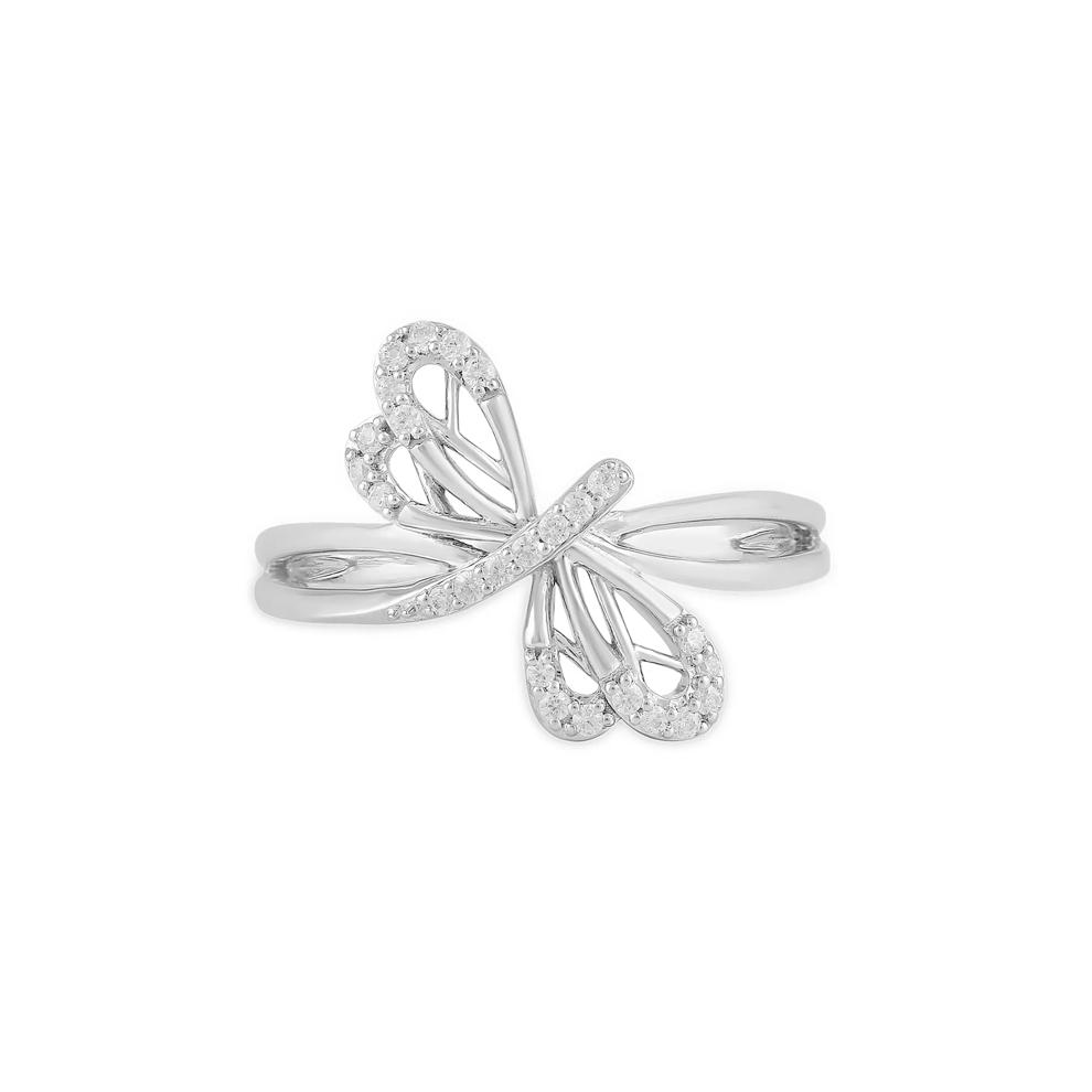 Diamond Dragonfly Ring in Sterling Silver (1/8 ct. tw.) – Image 4 of 4