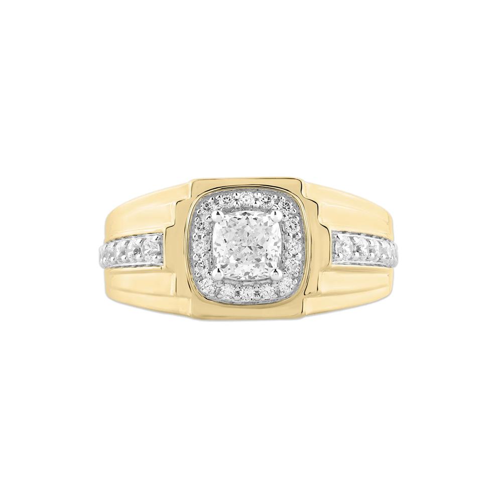 Men's Lab Grown Diamond Round &amp; Cushion Ring in 10K Yellow Gold (1 1/2 ct. tw.) – Image 1 of 4