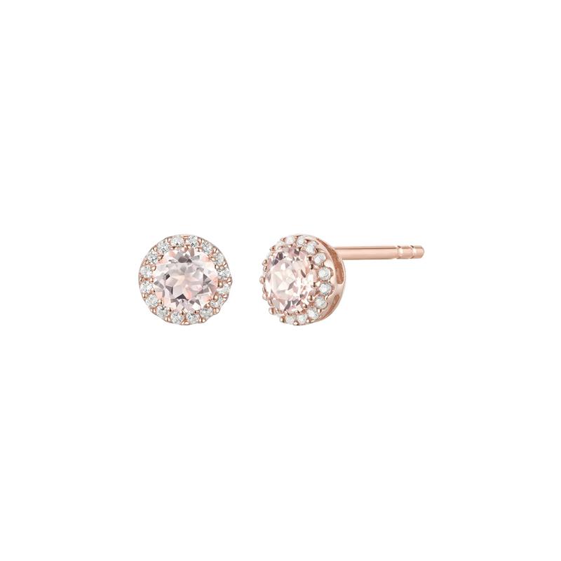 Morganite &amp; Diamond Accent Stud Earrings in 14k Rose Gold – Image 1 of 1