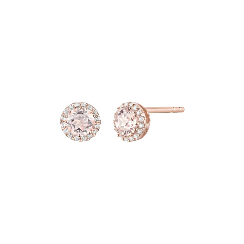 Morganite &amp; Diamond Accent Stud Earrings in 14k Rose Gold – Image 1 of 1