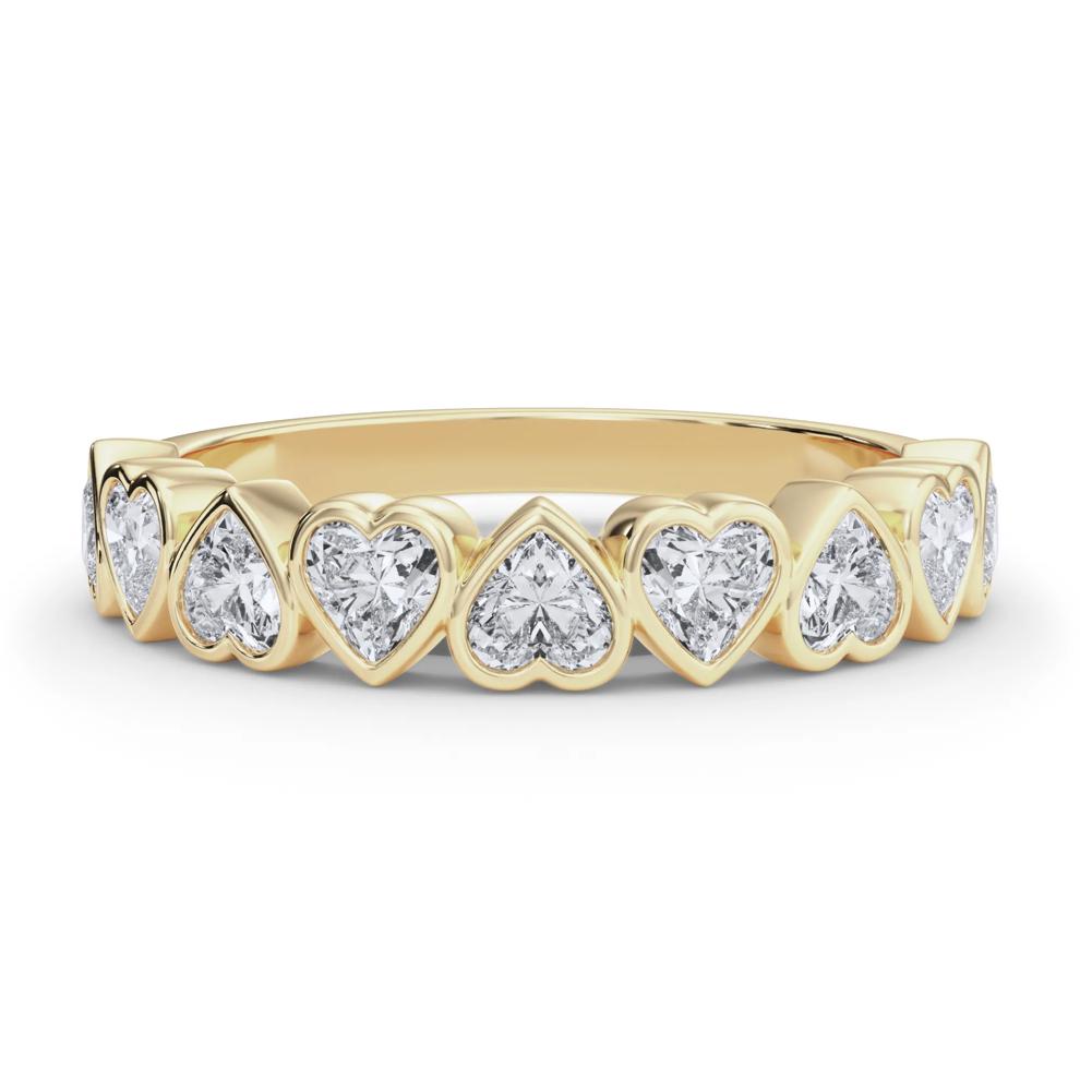 Lab Grown Diamond Heart Bezel Half Eternity Band in 14K Yellow Gold (1 ct. tw.) – Image 1 of 5