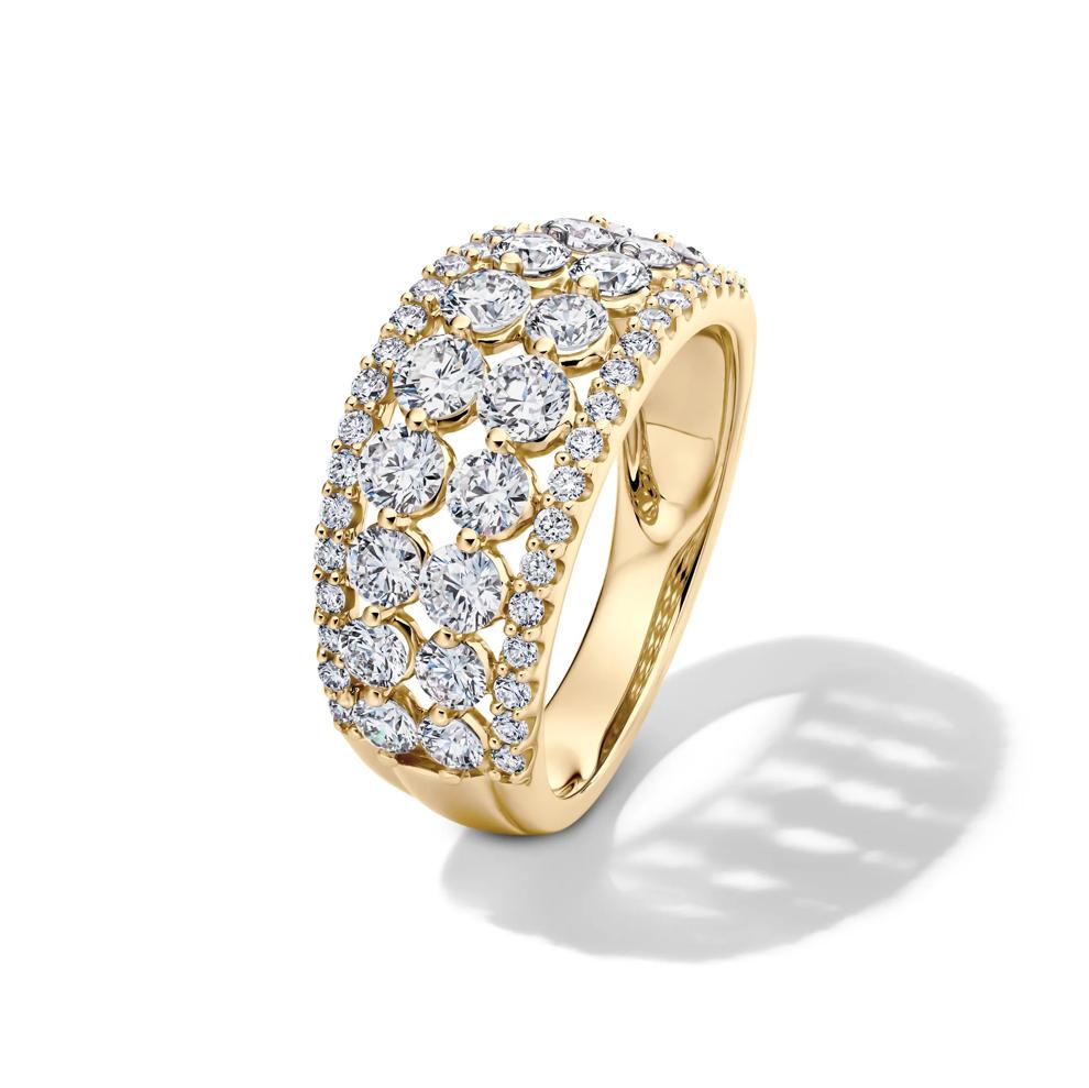 Lab Grown Diamond Round Multi-Row Anniversary Band in 10K Yellow Gold (2 ct. tw.) – Image 4 of 4