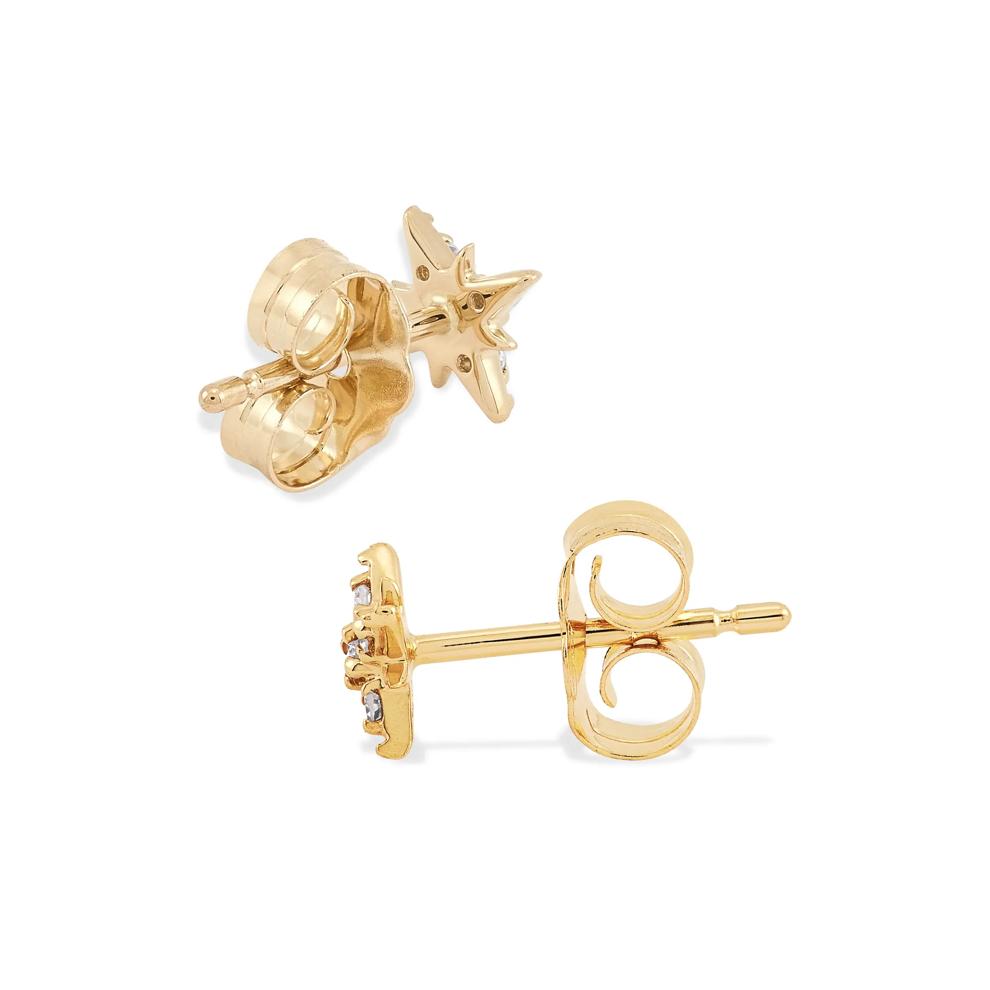 Diamond Accent Star Stud Earrings in 14K Yellow Gold – Image 2 of 2
