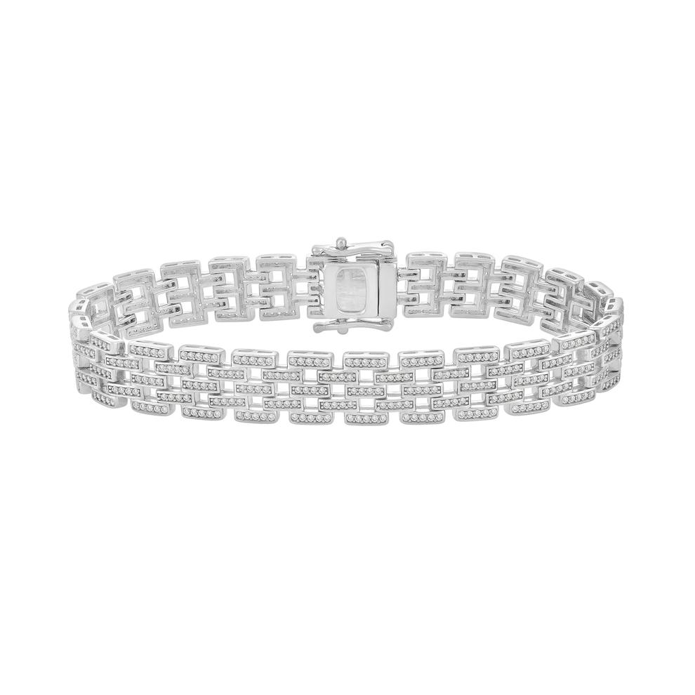 Men's Diamond Engineer Link Bracelet in Sterling Silver, 8" (2 1/4 ct. tw.) – Image 1 of 2