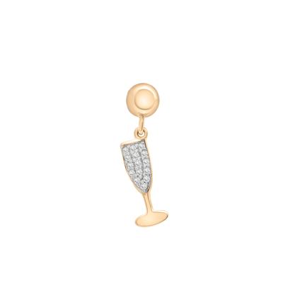 Diamond Accent Champagne Glass Bead Charm in Vermeil