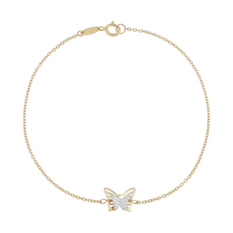Butterfly Station Bracelet in 14K White and Yellow Gold – Image 1 of 1