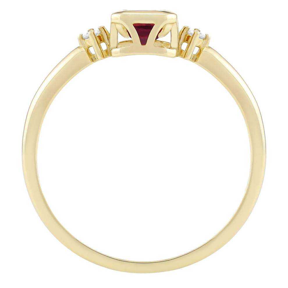 Emerald-Cut Lab-Created Ruby and Diamond Accent Ring in 10K Yellow Gold – Image 2 of 3