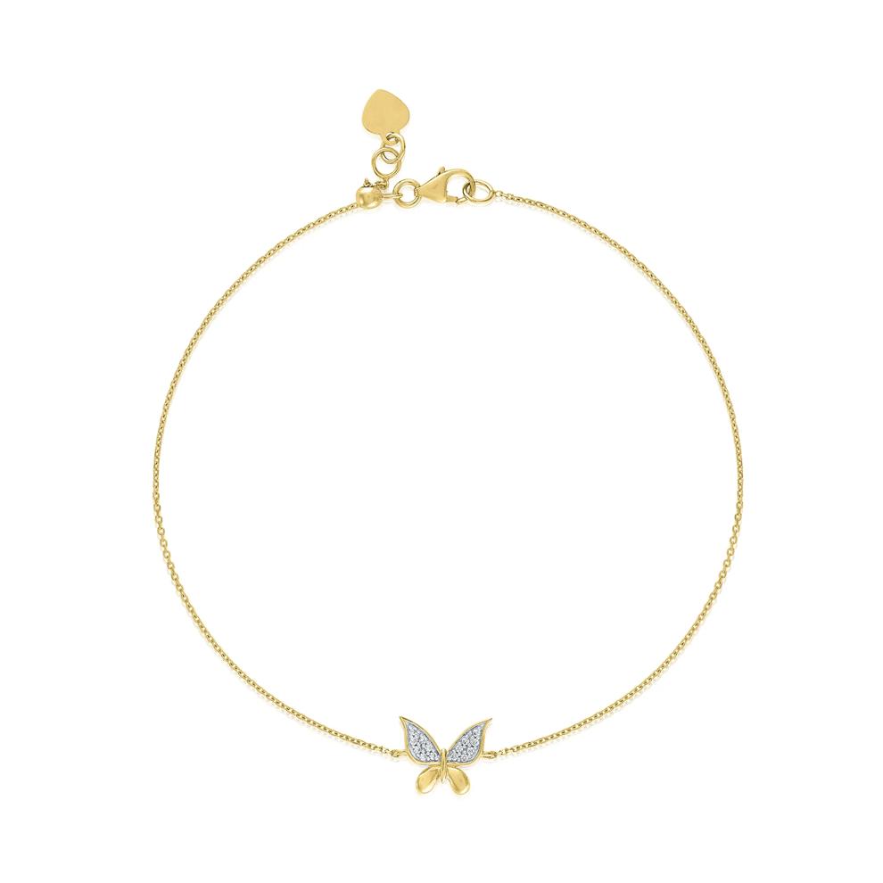 Diamond Accent Butterfly Bracelet in 10K Yellow Gold, 8&rdquo; – Image 1 of 1