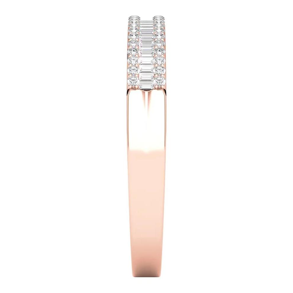 Baguette &amp; Pave Diamond Wedding Band in 10K Rose Gold (1/4 ct. tw.) – Image 3 of 3