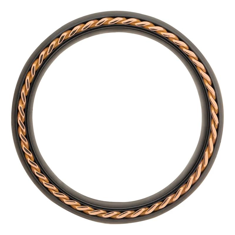 Men&rsquo;s Wedding Band with 14K Rose Gold in Black Zirconium, 8mm – Image 2 of 4