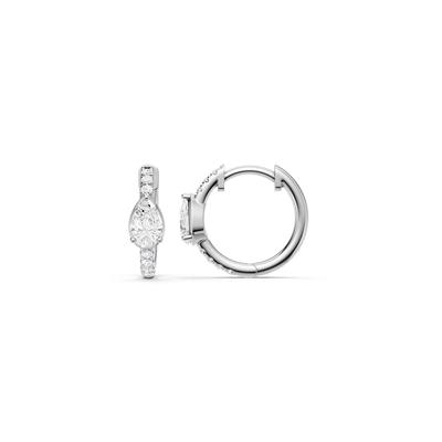 Lab Grown Diamond Pear & Round Hoop Earrings in 14K White Gold (1/2 ct. tw.)