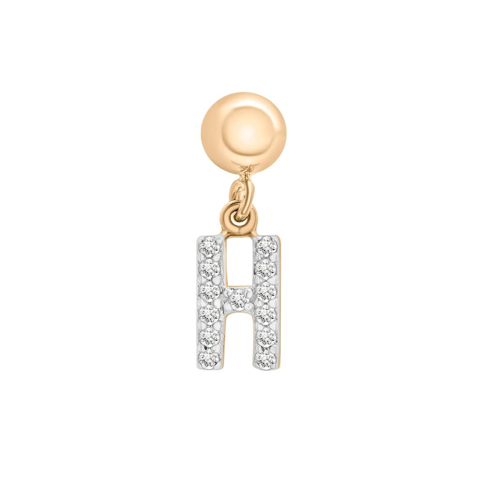 Diamond Accent H Initial Bead Charm in Vermeil – Image 1 of 3