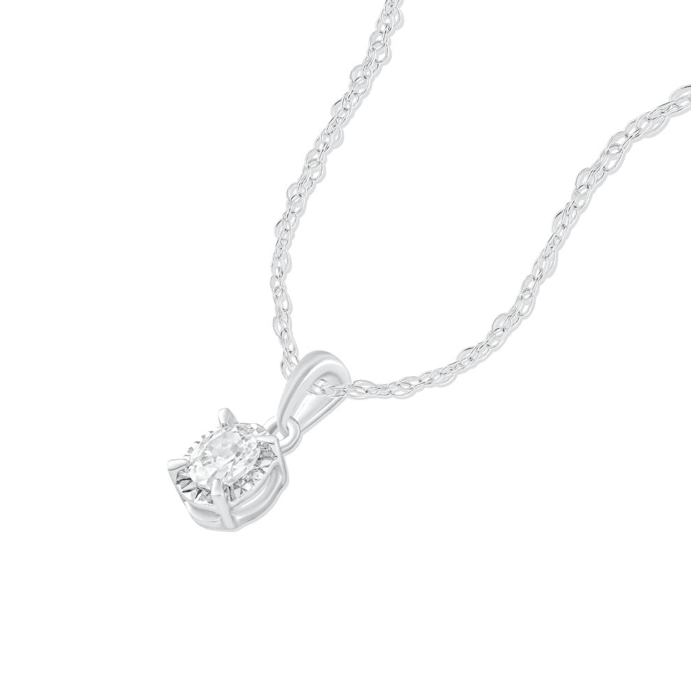 Lab Grown Diamond Oval Illusion Pendant Necklace in 10K White Gold (1/5 ct. tw.) – Image 4 of 4