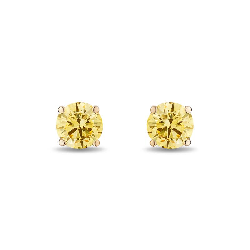 Lab Grown Yellow Diamond Solitaire Earrings in 14K Yellow Gold &#40;3/4 ct. tw.&#41; – Image 2 of 2