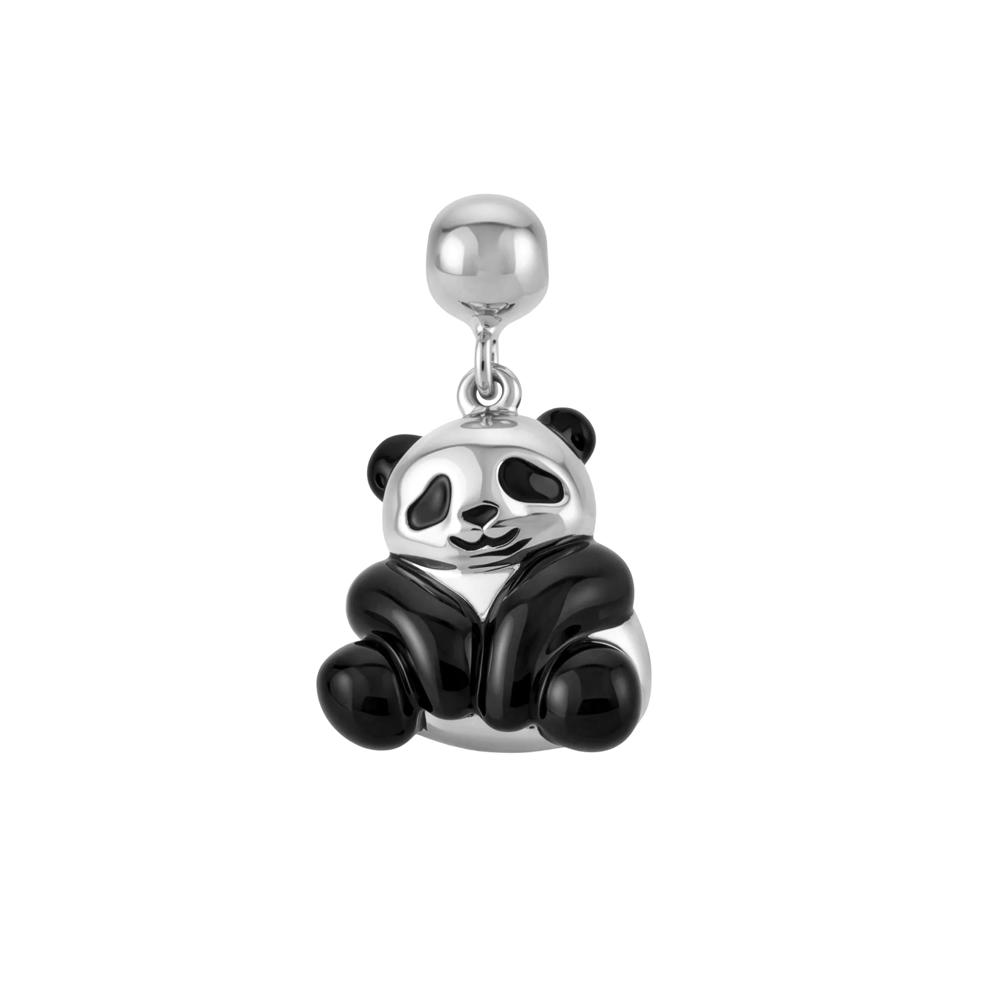 Black Enamel Panda Bead Charm in Sterling Silver – Image 1 of 2