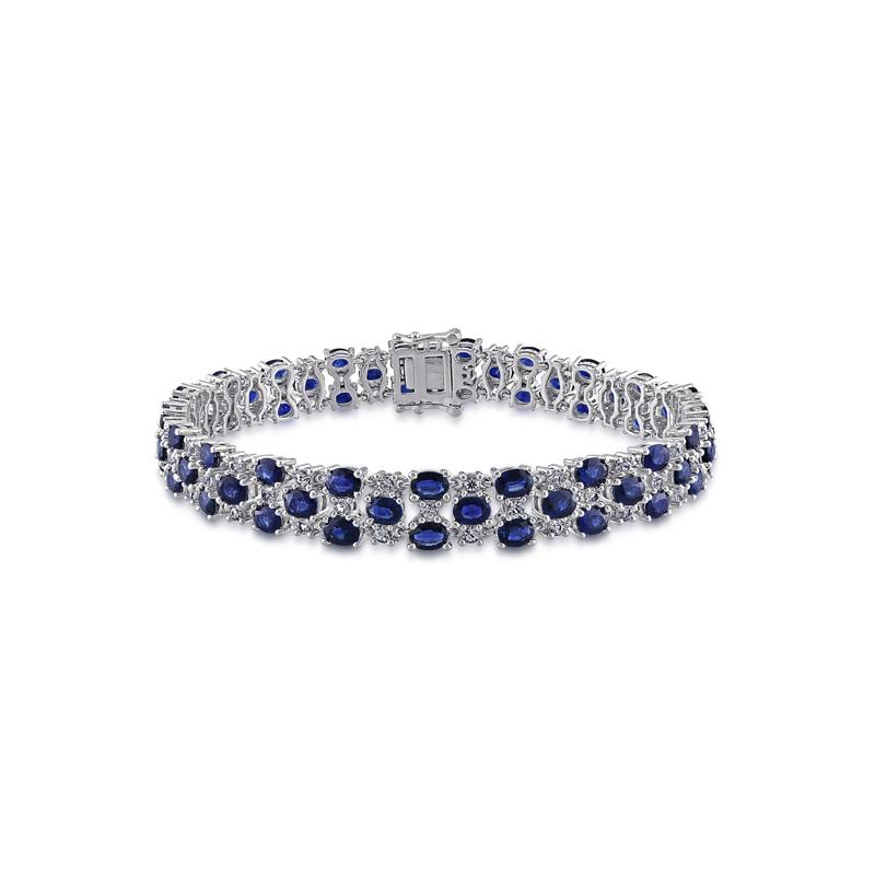 Blue Sapphire &amp; White Sapphire Bracelet in 14K White Gold – Image 1 of 6