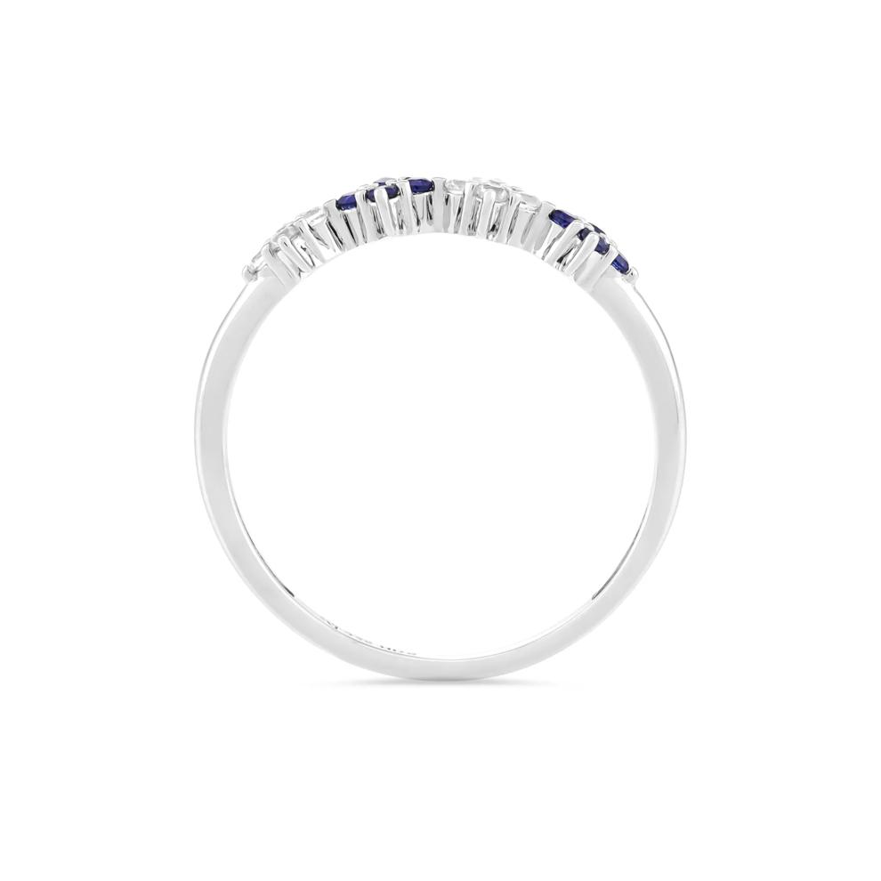 Lab-Created Blue Sapphire &amp; Lab-Created White Sapphire Stack Ring in Sterling Silver – Image 2 of 4