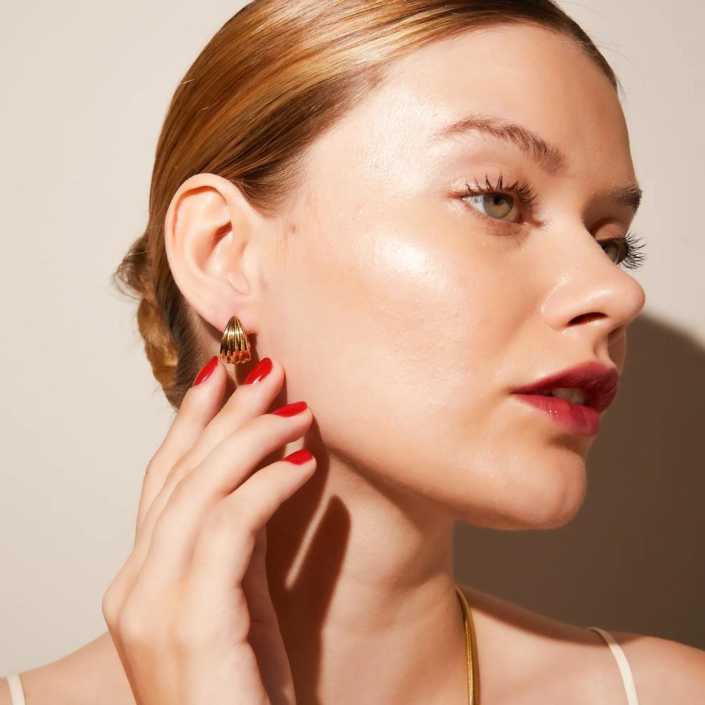 Electroform Tapered Seashell Hoops in Vermeil, 12MMx19.50MM – Image 2 of 3