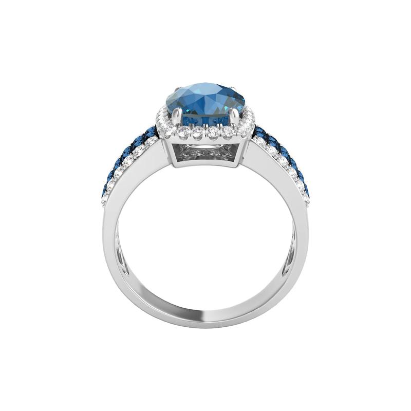 London Blue Topaz &amp; 3/4 ct. tw. Diamond Ring in 14K White Gold – Image 2 of 3