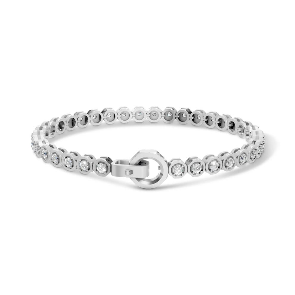 Men's Lab Grown Diamond Hex Nut Link Bracelet in Sterling Silver, 8" (4 ct. tw.) – Image 2 of 2
