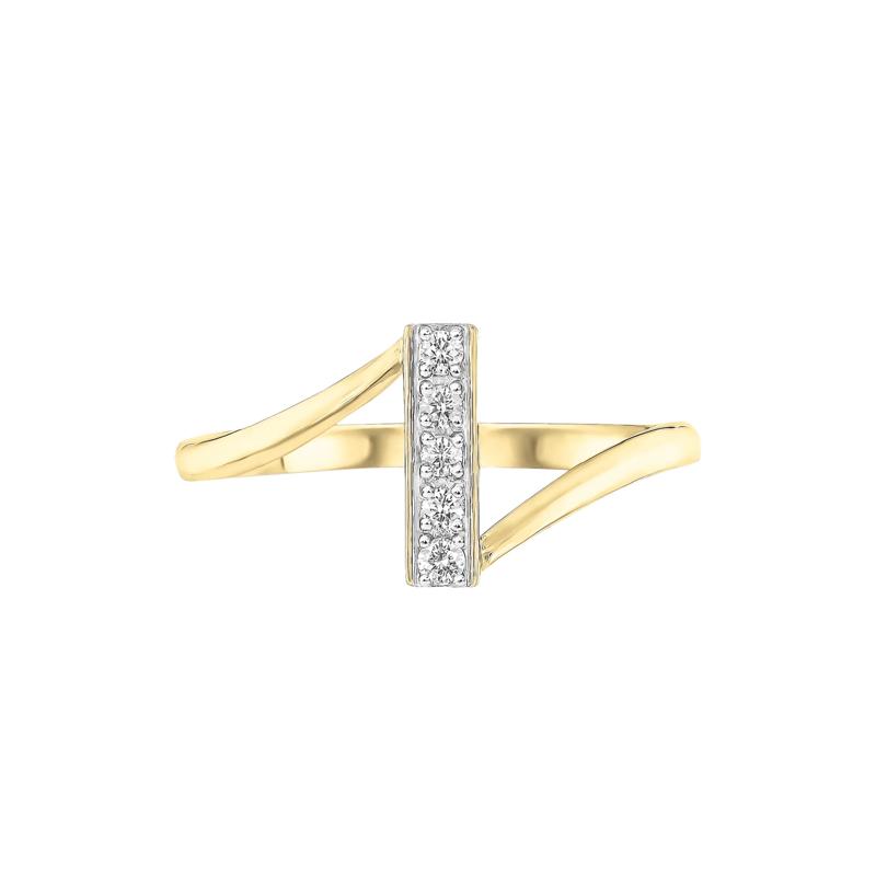 Diamond Accent Bypass Bar Ring in 10K Yellow Gold – Image 1 of 3