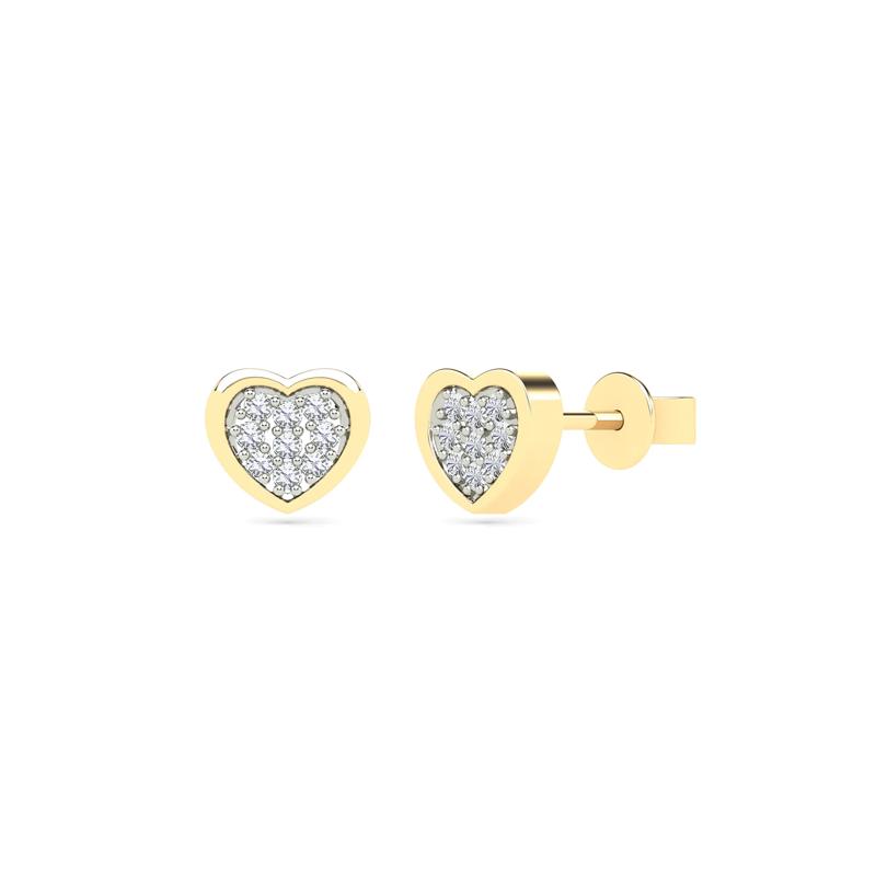 Diamond Accent Heart Earrings in 14K Yellow Gold – Image 1 of 1