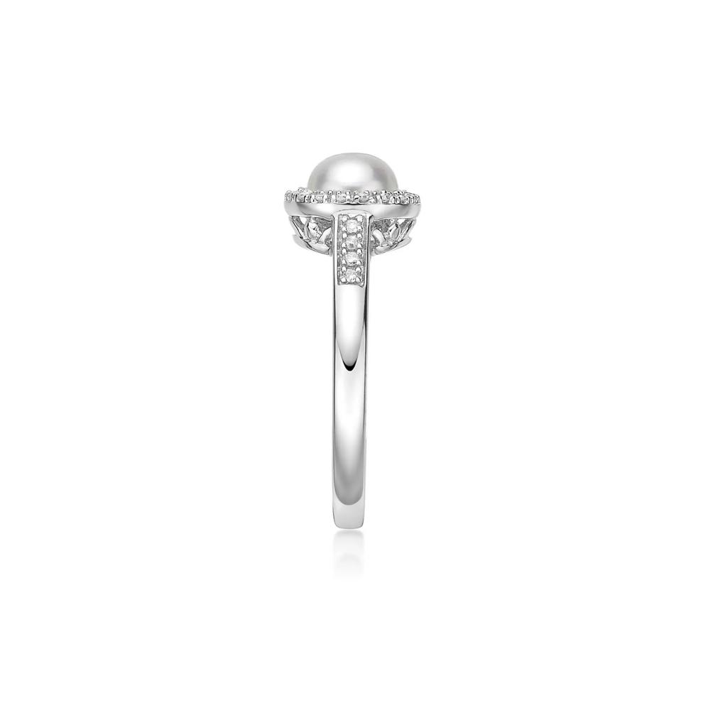 Freshwater Cultured Pearl &amp; 1/8 ct. tw. Diamond Ring in Sterling Silver  – Image 3 of 3