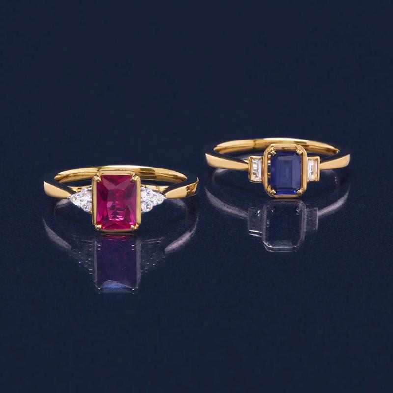 Lab-Created Ruby and Lab- Created White Sapphire Ring in Vermeil – Image 7 of 7