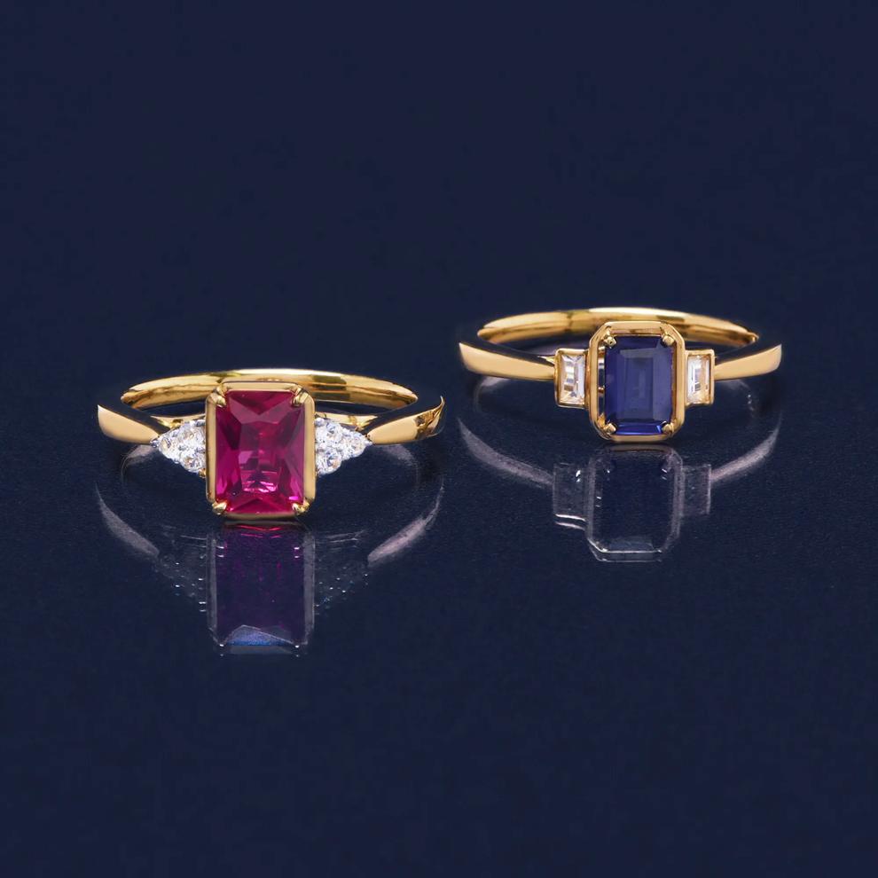 Lab-Created Ruby and Lab- Created White Sapphire Ring in Vermeil – Image 7 of 7