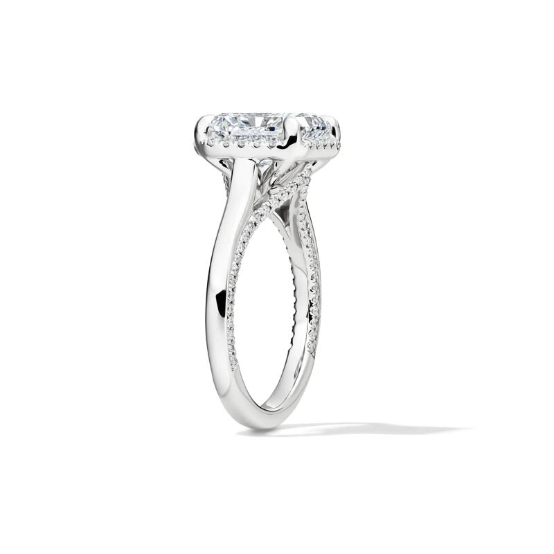 Lab Grown Diamond Square Radiant-Cut Halo Engagement Ring in 14K White Gold &#40;4 1/2 ct. tw.&#41; – Image 3 of 5