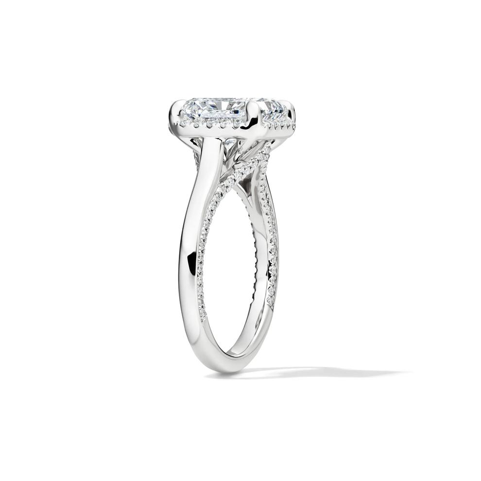 Lab Grown Diamond Square Radiant-Cut Halo Engagement Ring in 14K White Gold (4 1/2 ct. tw.) – Image 3 of 5