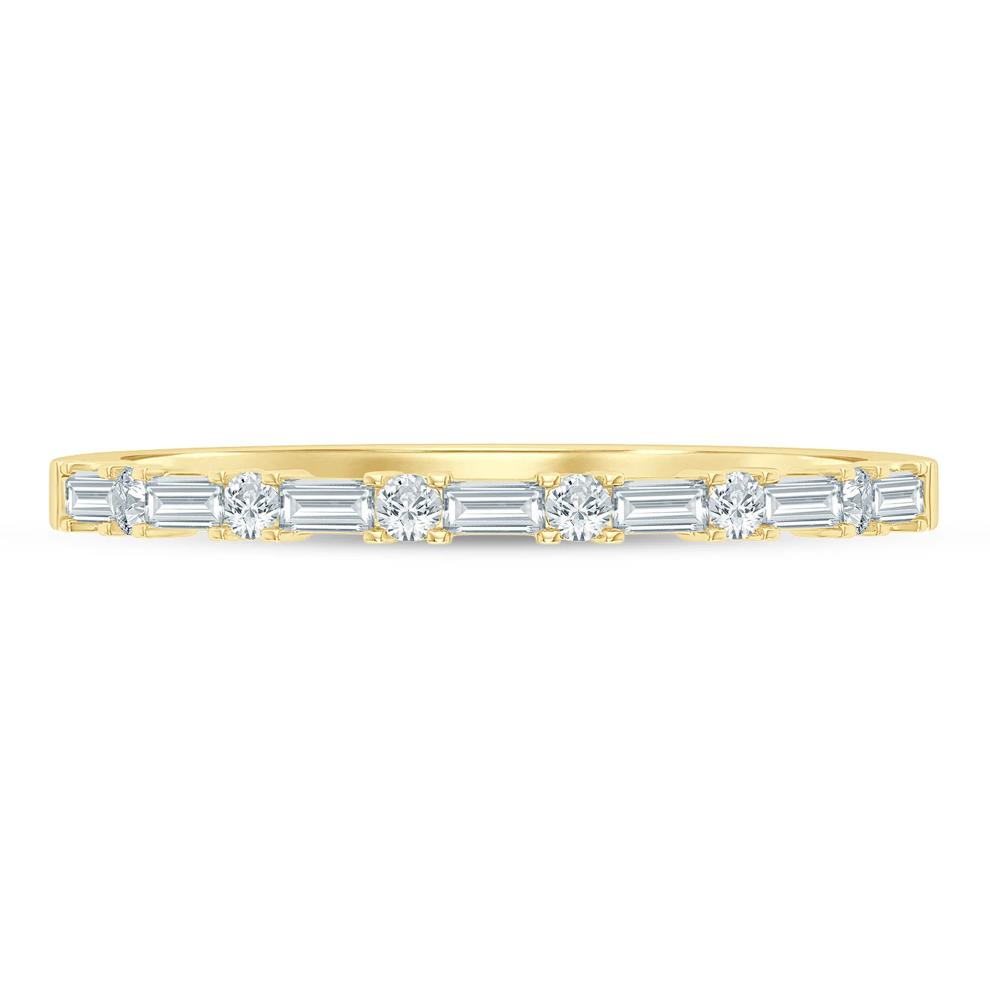 Lab Grown Diamond Baguette and Round Band in 10K Yellow Gold (1/4 ct. tw.) – Image 1 of 3