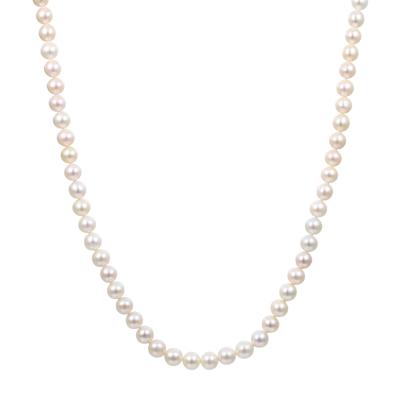 White Freshwater Cultured Pearl Strand Necklace in Sterling Silver, 8mm, 20"