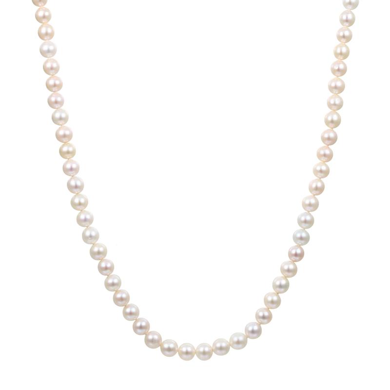 White Freshwater Cultured Pearl Strand Necklace in Sterling Silver, 8mm, 20&quot; – Image 1 of 3