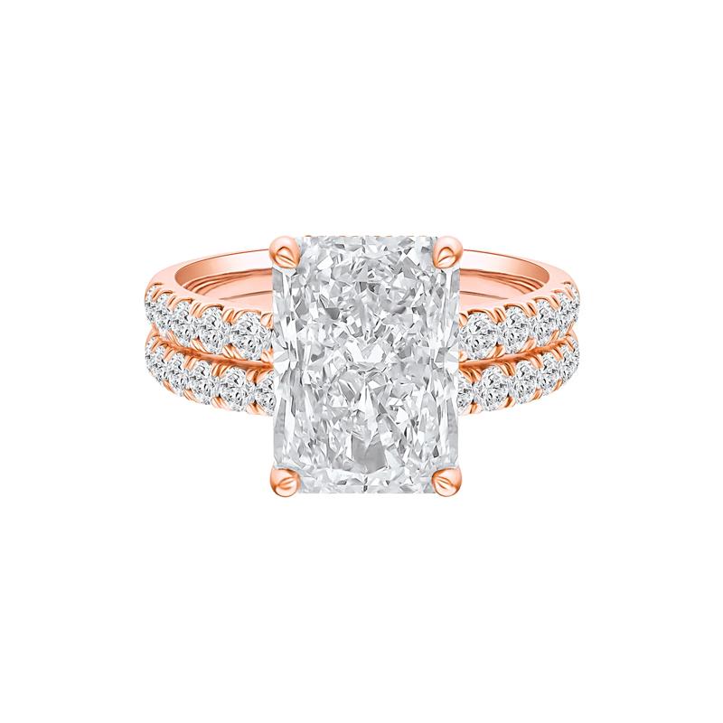 Lab Grown Diamond Radiant-Cut Bridal Set in 14K Rose Gold (5 ct. tw.) – Image 1 of 5