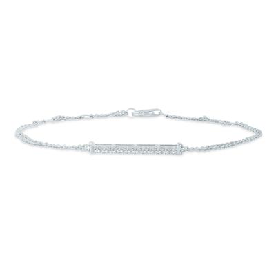 Lab Grown Diamond Bar Chain Bracelet in 10K White Gold (1/4 ct. tw.)
