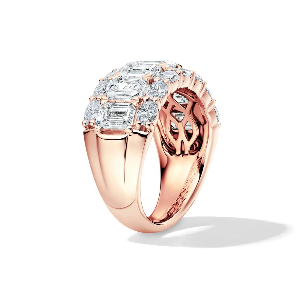 Lab Grown Diamond Emerald and Round Multi-Row Band in 14K Rose Gold (5 ct. tw.) – Image 3 of 3
