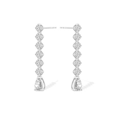 Lab Grown Diamond Round & Pear-Shaped Linear Drop Earrings in 14K White Gold (3 ct. tw.)