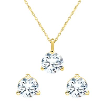 Lab Grown Diamond Pendant and Earring Box Set in 10K Yellow Gold (2 1/2 ct. tw.)