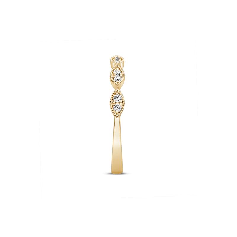 Milgrain Anniversary Band with Diamonds in 10K Yellow Gold (1/7 ct. tw.) – Image 3 of 3
