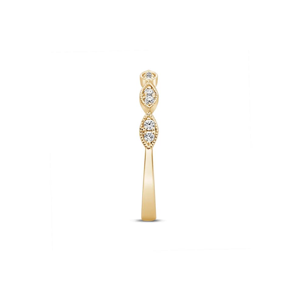 Milgrain Anniversary Band with Diamonds in 10K Yellow Gold (1/7 ct. tw.) – Image 3 of 3