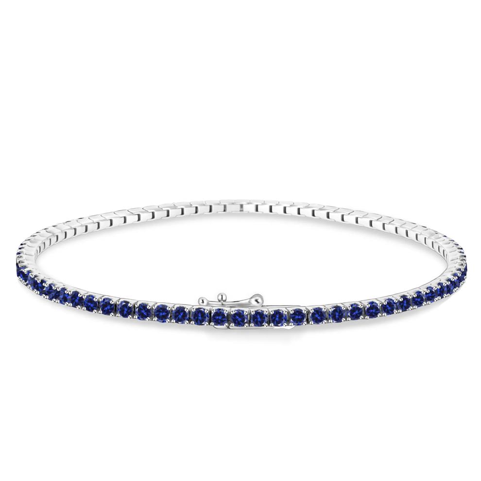 Lab-Created Blue Sapphire Stack Bracelet in Sterling Silver, 7" – Image 2 of 2