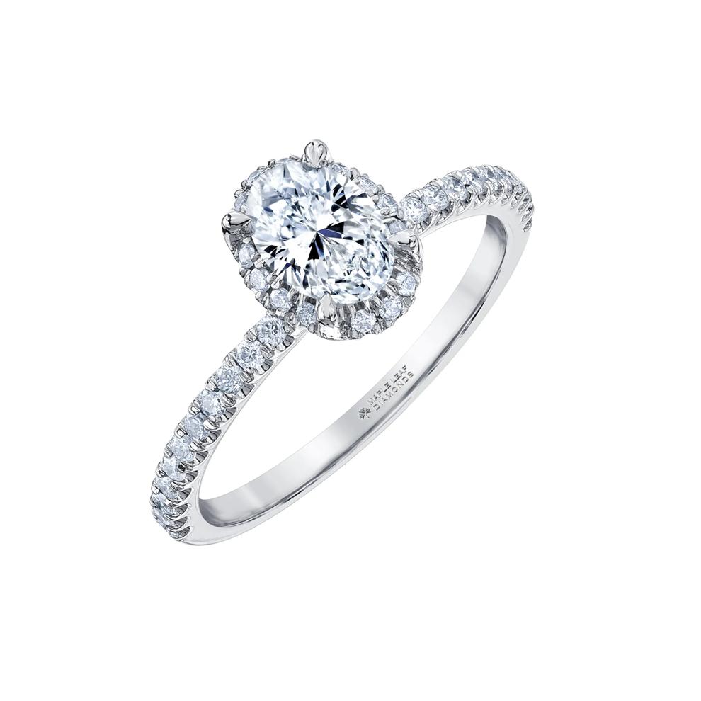 Oval-Shaped Diamond Halo Engagement Ring in 14K White Gold (1 ct. tw.) – Image 4 of 7