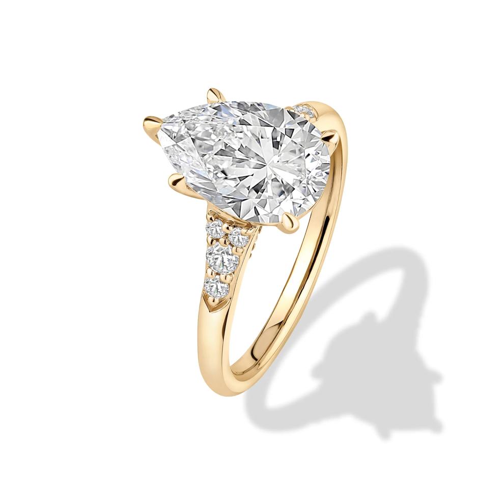 Lab Grown Diamond Pear-Shaped Center Engagement Ring in 14K Yellow Gold (2 3/4 ct. tw.) – Image 4 of 4