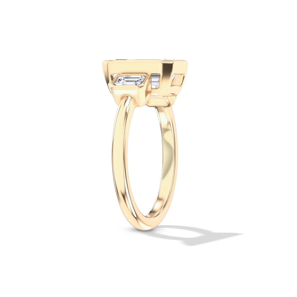 Lab Grown Diamond Bezel-Set Three-Stone Engagement Ring in 14K Yellow Gold (3 ct. tw.) – Image 3 of 4