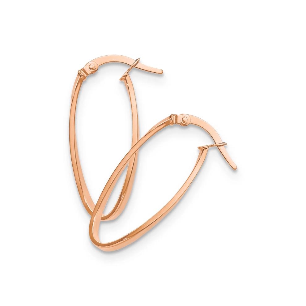 Twisted Hoop Earrings in 10K Rose Gold, 26x12mm – Image 2 of 3