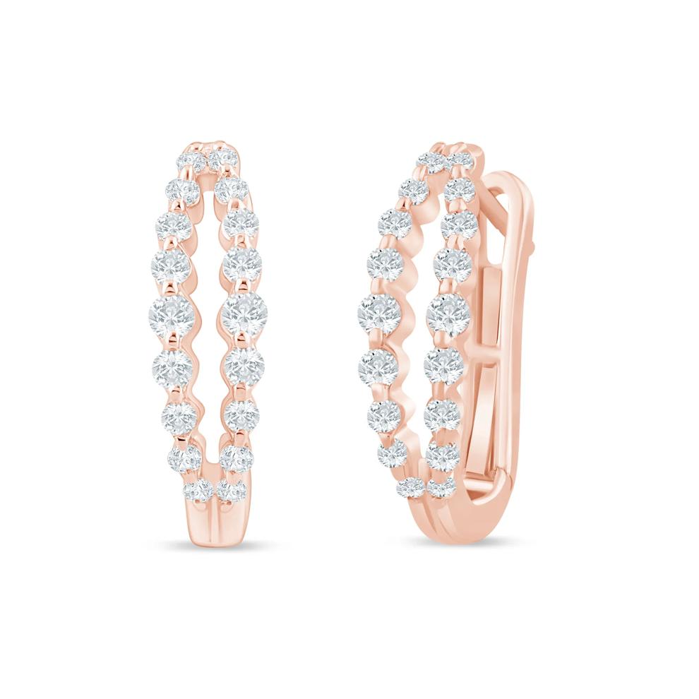 Lab Grown Diamond Double Row Hoop Earrings in 10K Rose Gold (1/2 ct. tw.) – Image 1 of 1