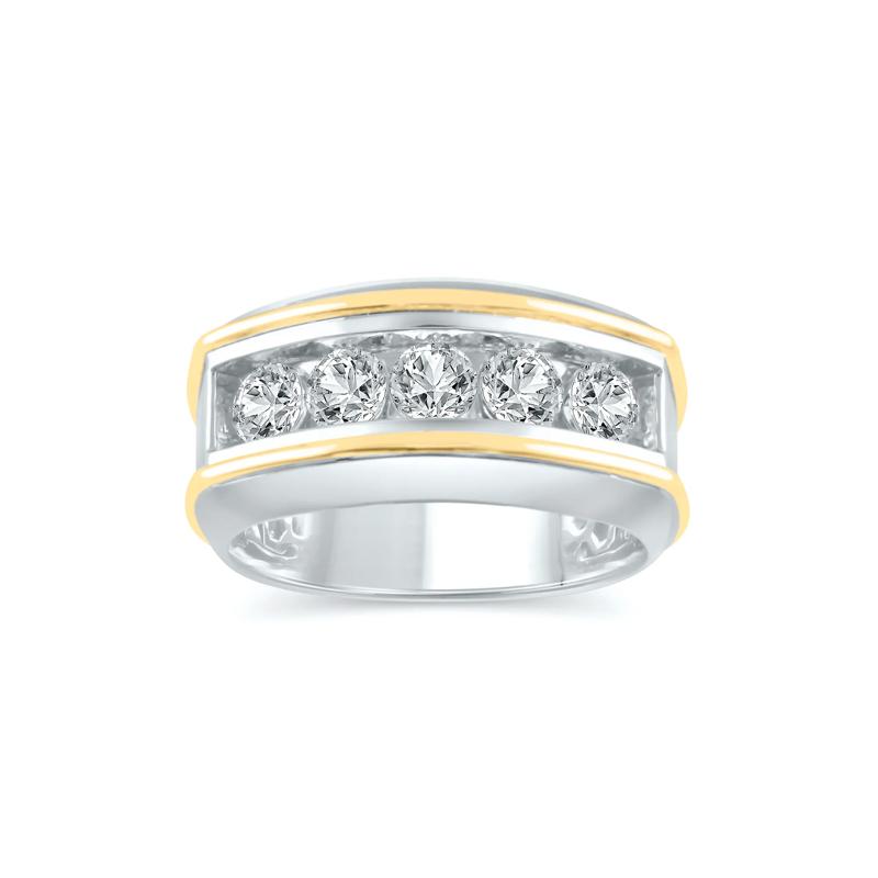 Men&rsquo;s Lab Grown Diamond Wedding Band in 10K White Gold and Yellow Gold &#40;2 ct. tw.&#41;  – Image 4 of 4
