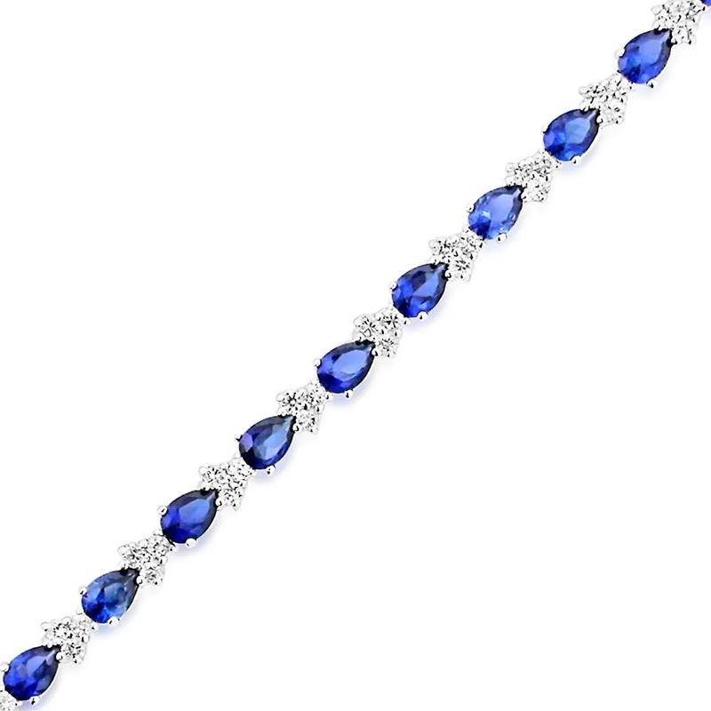 Lab Created Blue &amp; White Sapphire Bracelet in Sterling Silver – Image 2 of 3